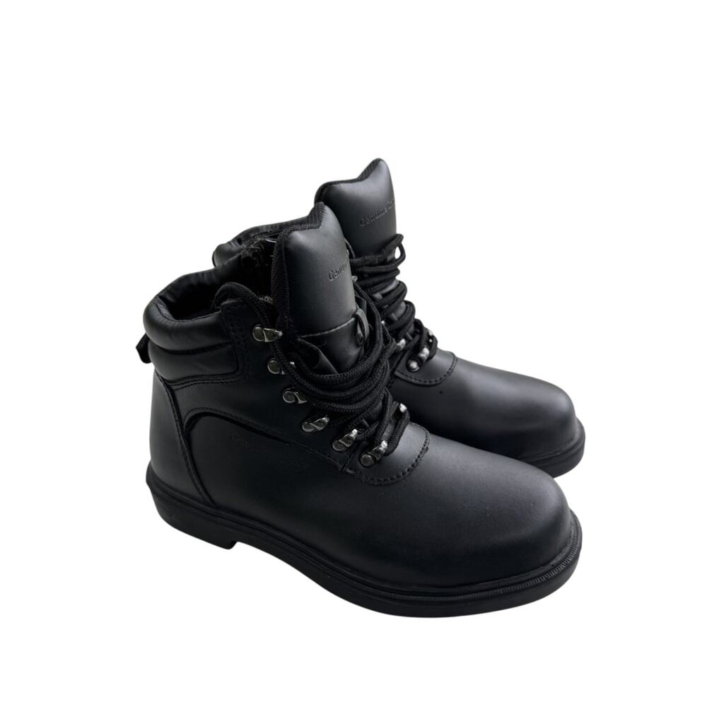 Genuine Grip Slip Oil Steel Toe Work Boot black Leather Womens 7 / Mens Sz 5.5